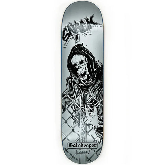 SNACK SKATEBOARDS - GATEKEEPER DECK (SILVER) 8.12