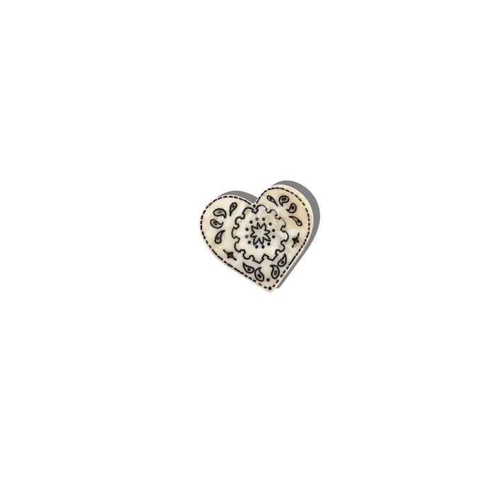 Mini Paisley Heart Claw Hair Clip-Black/White