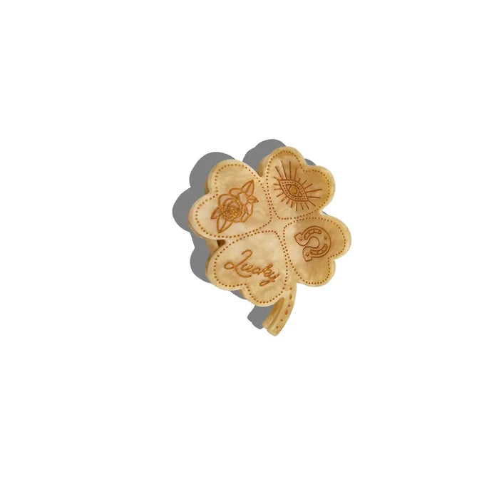Lucky Clover Cream Hair Clip