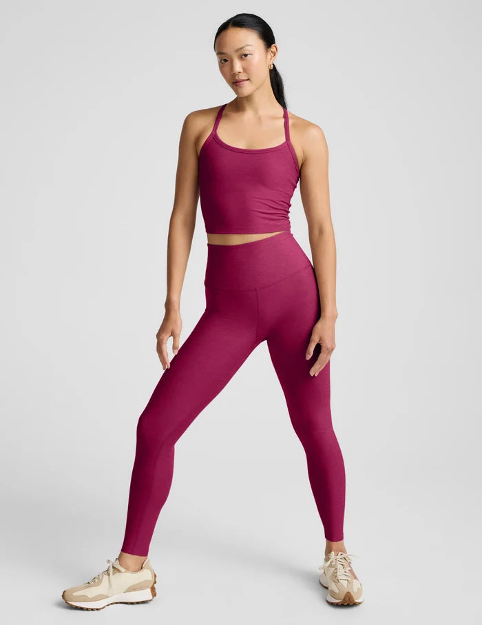 Spacedye Slim Racerback Cropped Tank- Sangria Heather