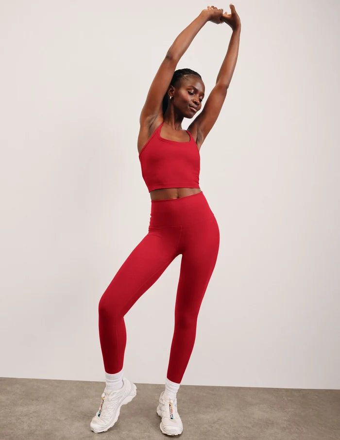 Spacedye Slim Racerback Cropped Tank-Holly Red