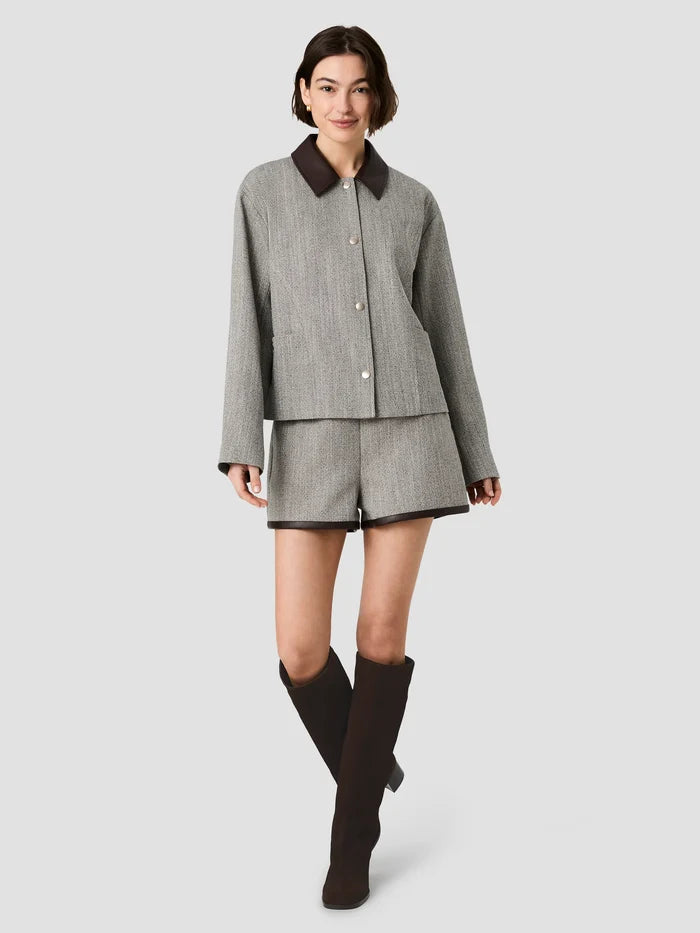 Speckled Herringbone Suiting Cropped Jacket