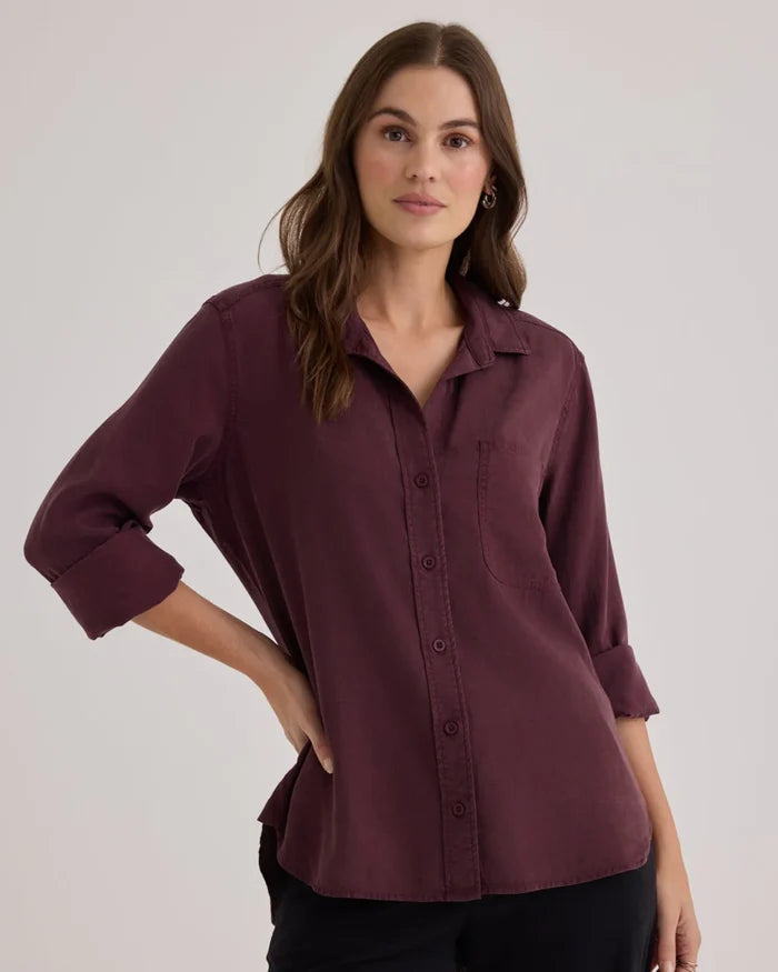 Split Back Button Down - pinot
