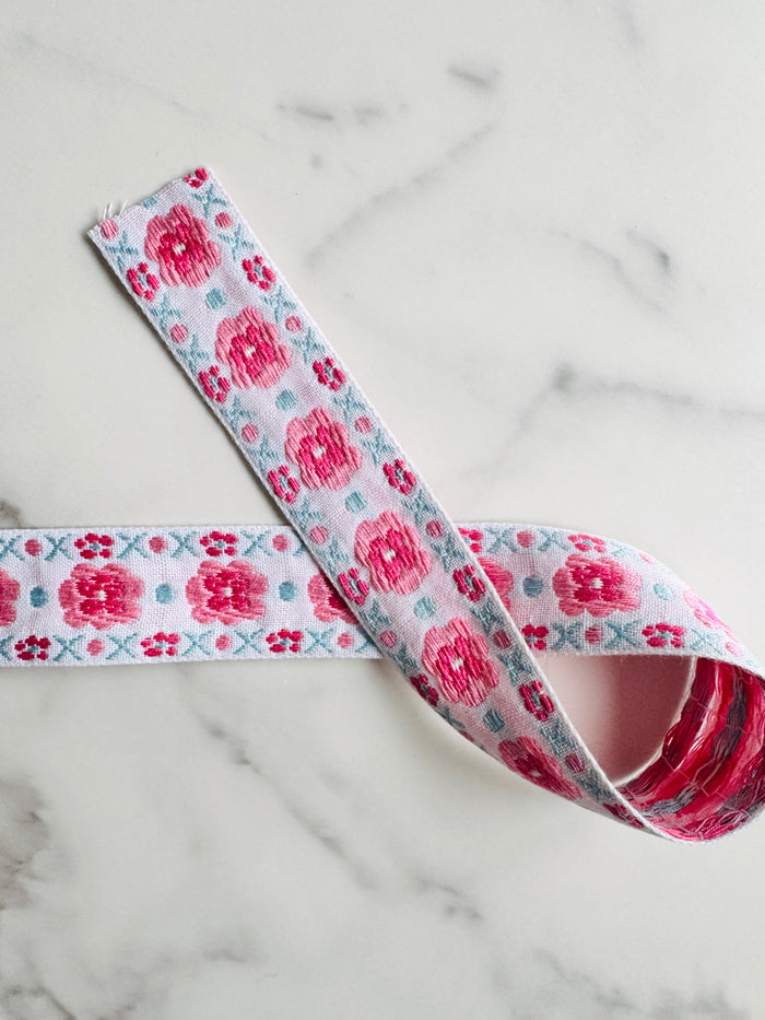 Stitchwork Blooms - Pink - Vintage Ribbon