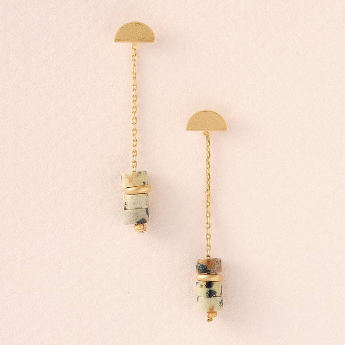 half crescent drop earrings with gemstones