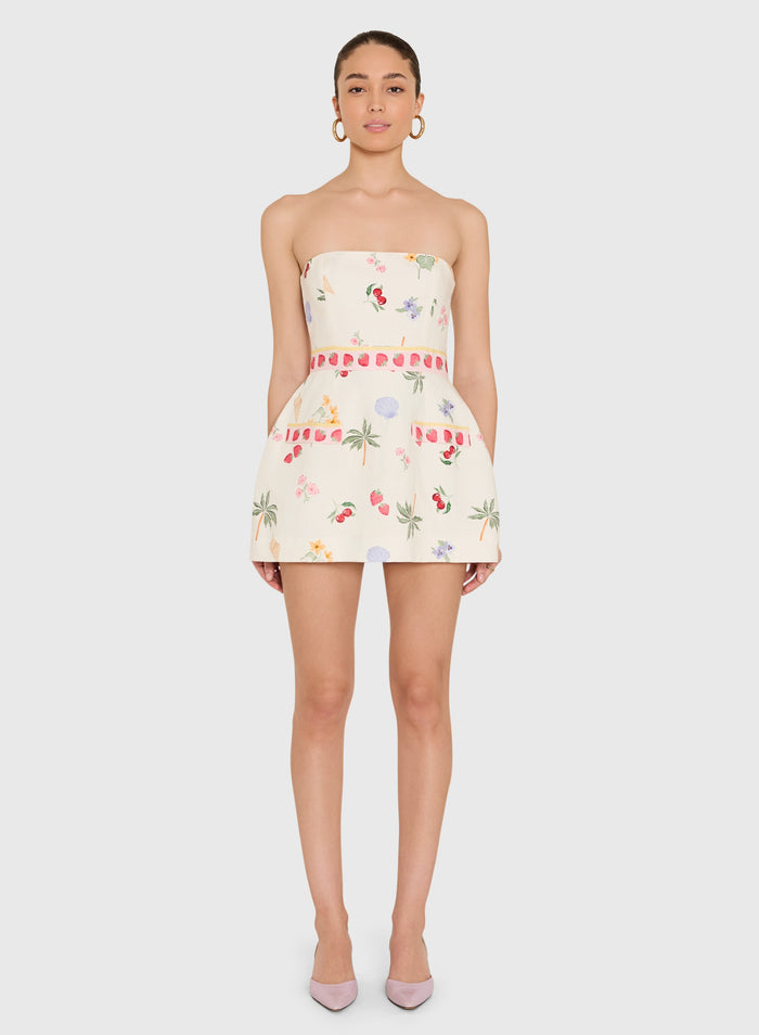 Strapless Bethany Romper-Boardwalk Print