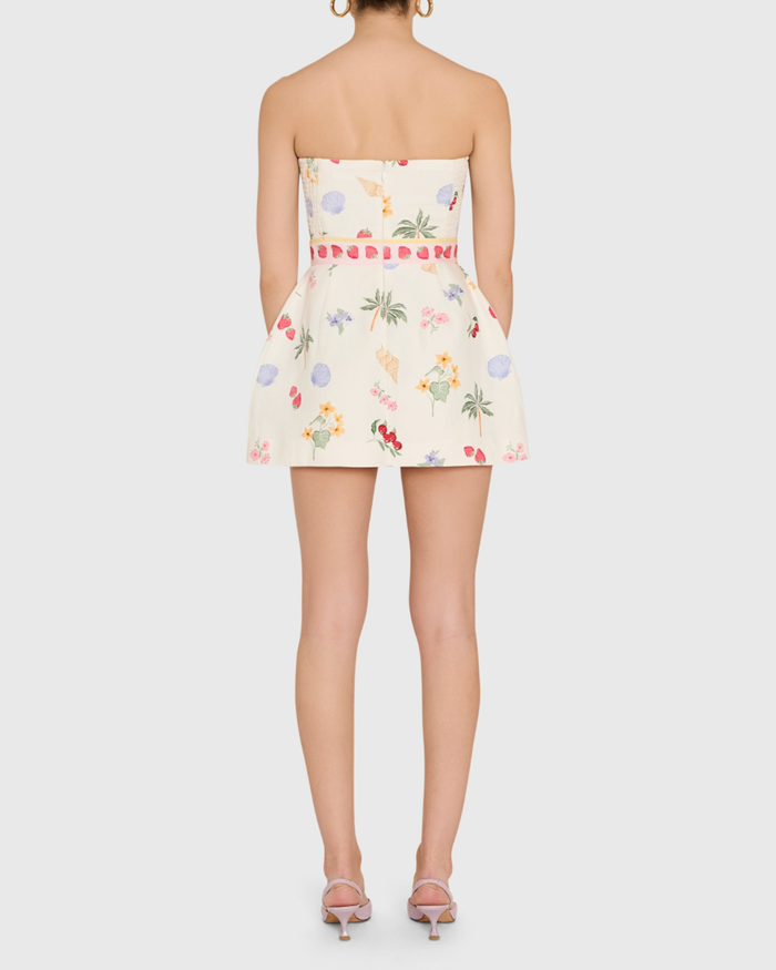 Strapless Bethany Romper-Boardwalk Print