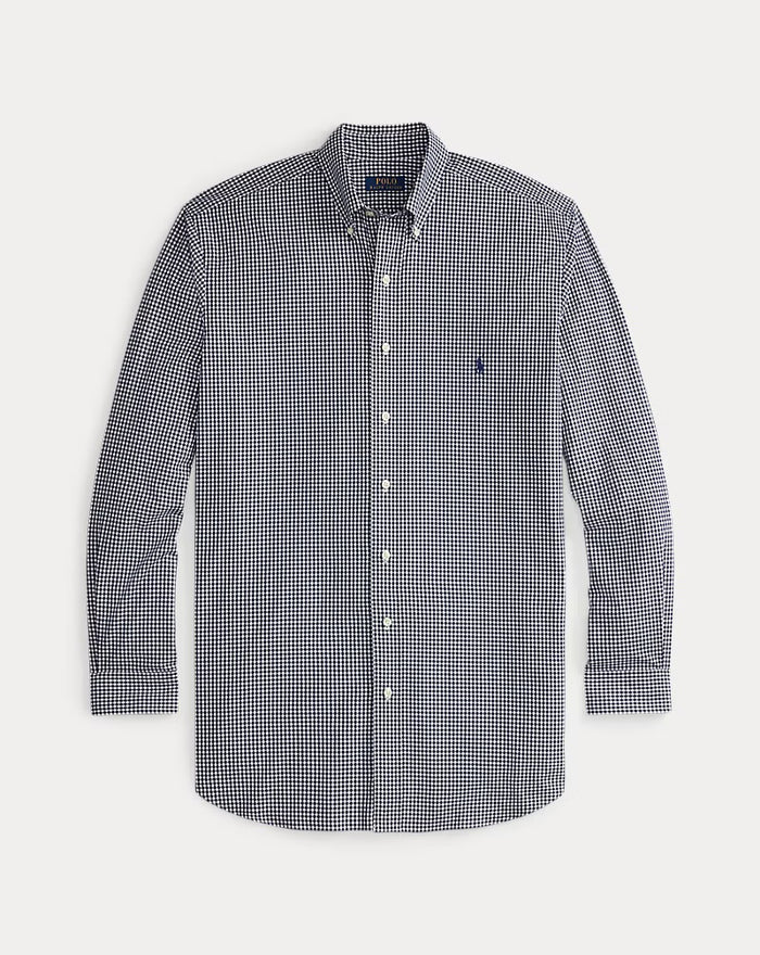 Stretch Poplin Sport Shirt - Navy Gingham