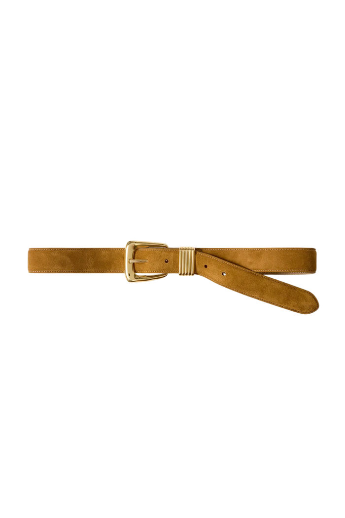 Veronica Beard Suede Arch Belt in acorn suede