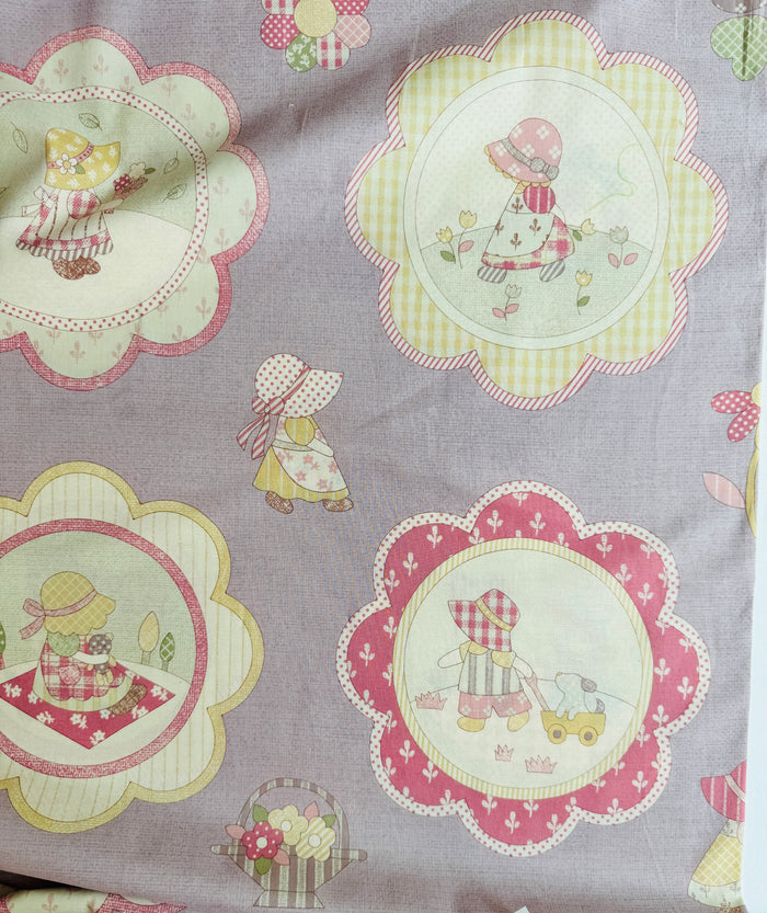 Sunbonnet Sue Dresden Flower Panel - Lavender - Kumiko Minami - Japanese Import