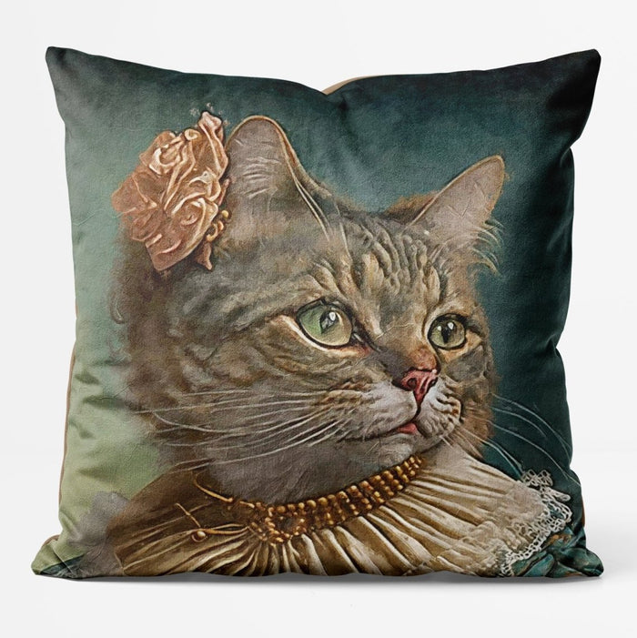 Tabby Cat Animal Portrait Cushion, front view