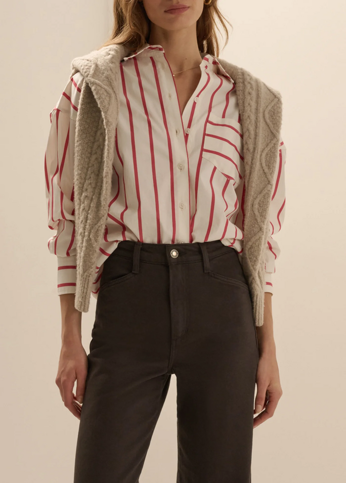 The Beau Shirt-White/Crimson