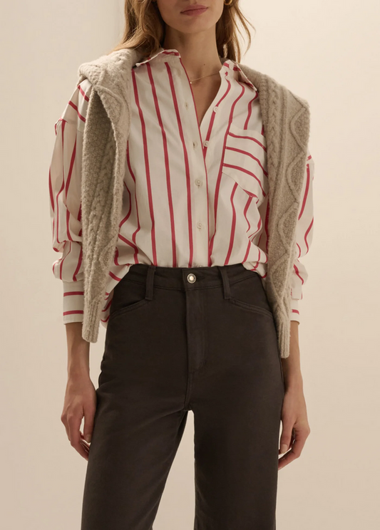 The Beau Shirt-White/Crimson