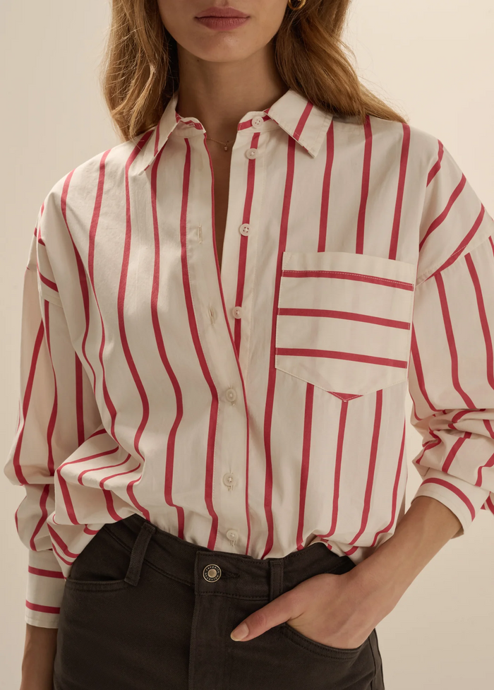 The Beau Shirt-White/Crimson