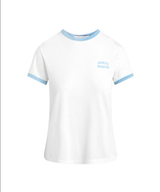 The Collegiate Chest Logo Ringer Tee-Sea blue
