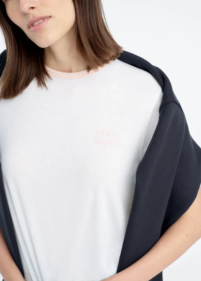 The Collegiate Logo Ringer Tee-Pale Pink