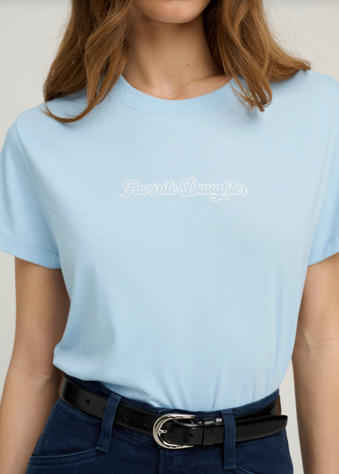 The Cropped Varsity Tee-Sea Blue