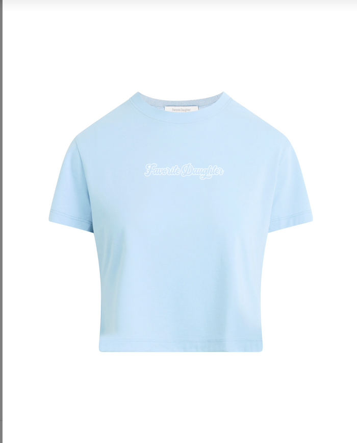 The Cropped Varsity Tee-Sea Blue
