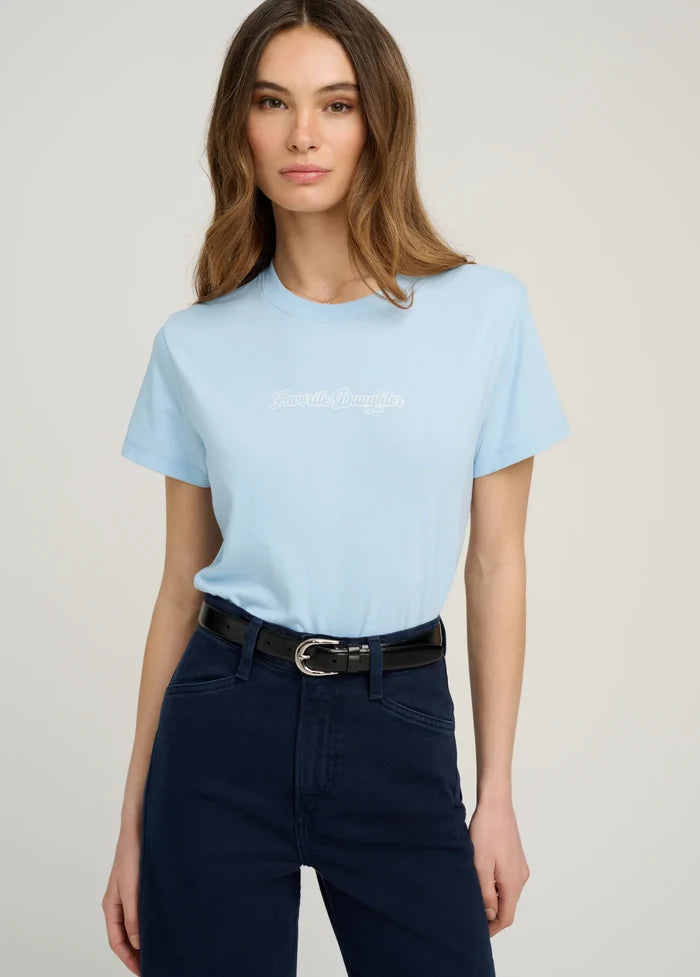 The Cropped Varsity Tee-Sea Blue