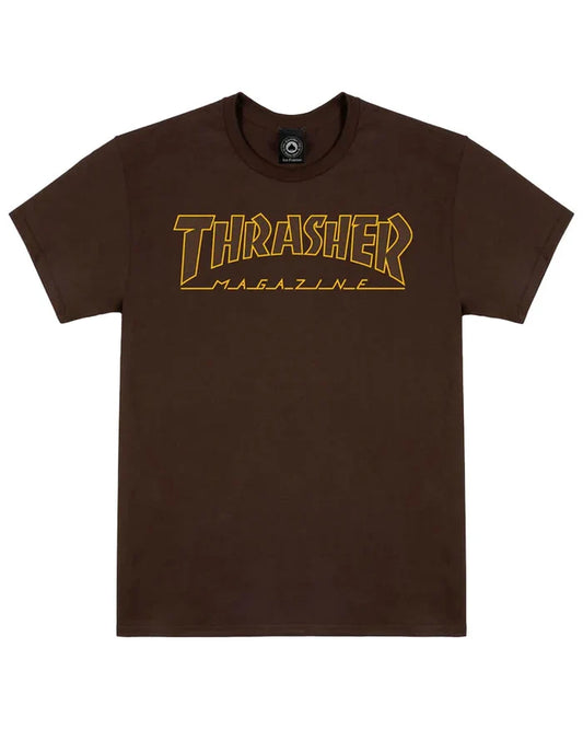 THRASHER - OUTLINED T-SHIRT DARK CHOCOLATE