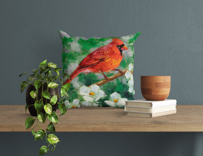 Throw Pillow Cover, Northern Cardinal Male Red Bird Pillow, Comfortable, Bright Yellow Pillow, Fun Pillow Cases, 24X24 Pillow Case