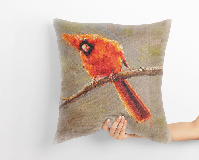 Throw Pillow Cover, Northern Cardinal Male Red Bird Pillow, Cute Pillow Cases, Large Pillow Cases, Home Decor Pillow