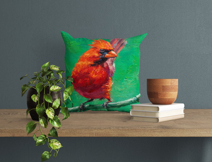 Throw Pillow Cover, Northern Cardinal Red Bird Pillow, Comfortable, Red Pillow Cases, Modern Pillow, Large Pillow Cases, Farmhouse Pillow