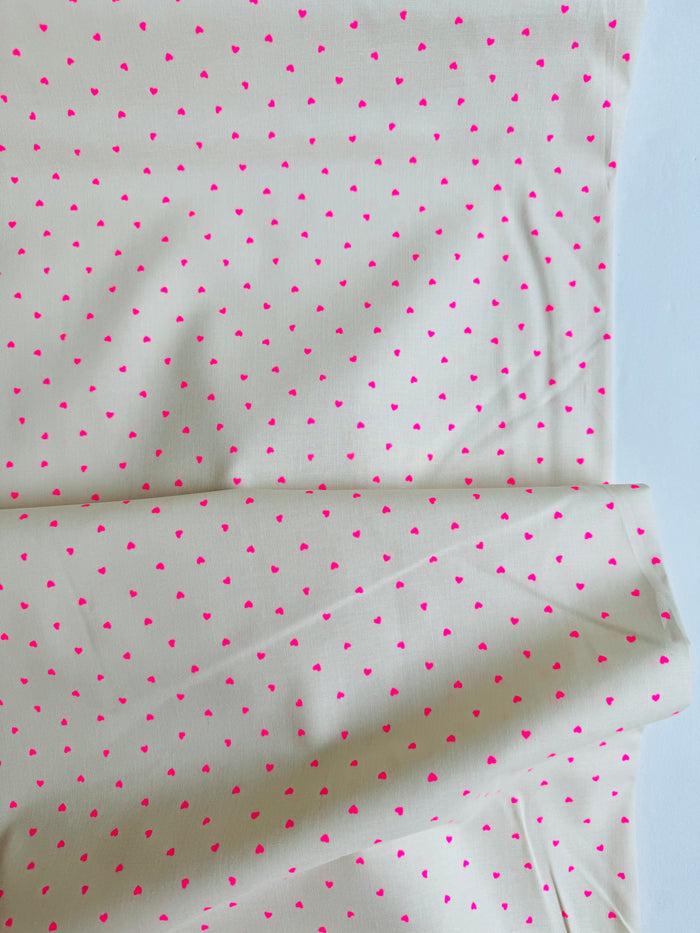 Tiny Neon Hearts - Pink on Off White - Japanese Import