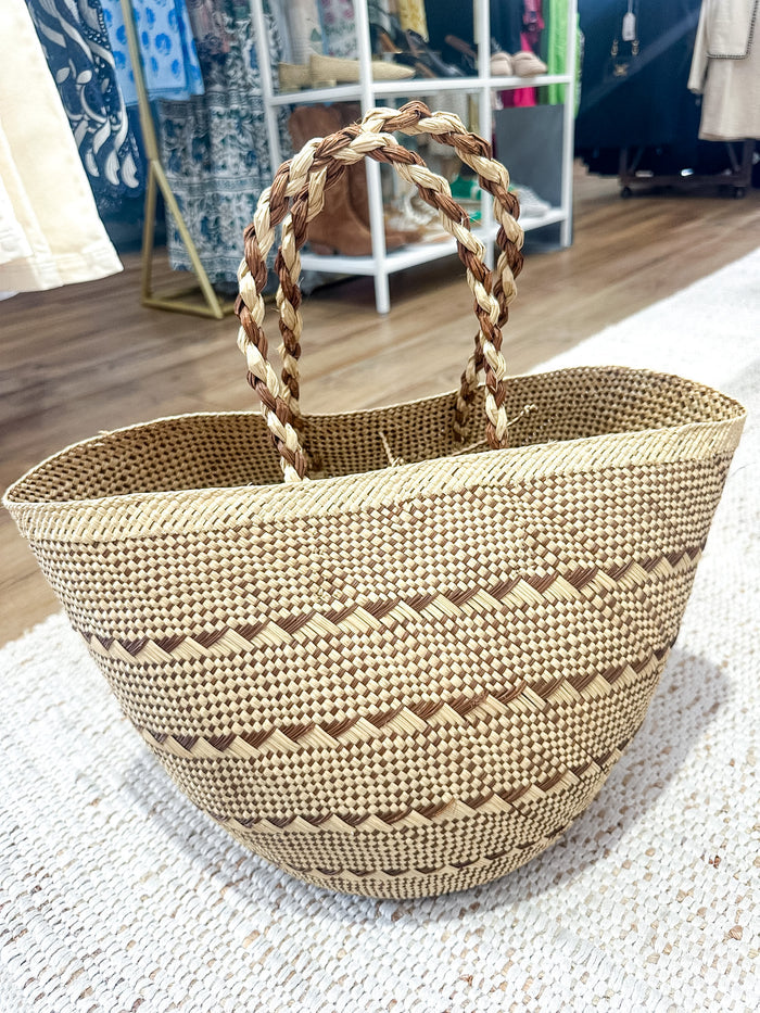 Toffee Large Straw Tote Bag