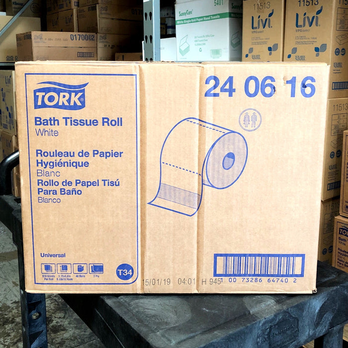 TORK 2 PLY TOILET TISSUE HIGH CAPACITY 616 SHEETS/ROLL 3 7/8"  48/CS (T34) (240616)
