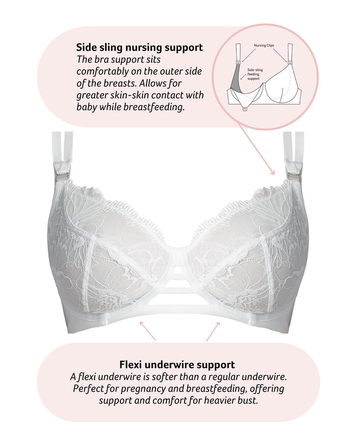 Technical details on True Luxe Lace Nursing Bra - White