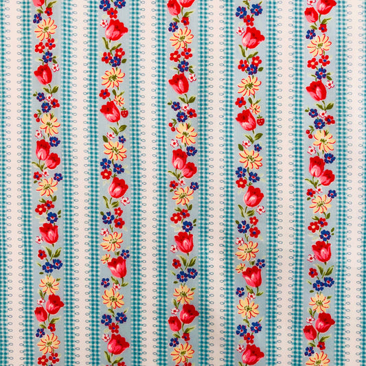 Tulip Stripe - Blue - Atsuko Matsuyama - 30's Collection - Yuwa