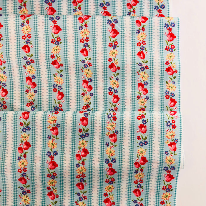 Tulip Stripe - Blue - Atsuko Matsuyama - 30's Collection - Yuwa