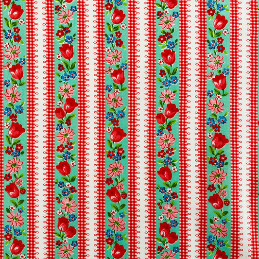 Tulip Stripe - Green - Atsuko Matsuyama - 30's Collection - Yuwa