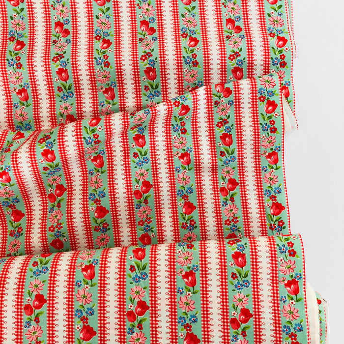 Tulip Stripe - Green - Atsuko Matsuyama - 30's Collection - Yuwa