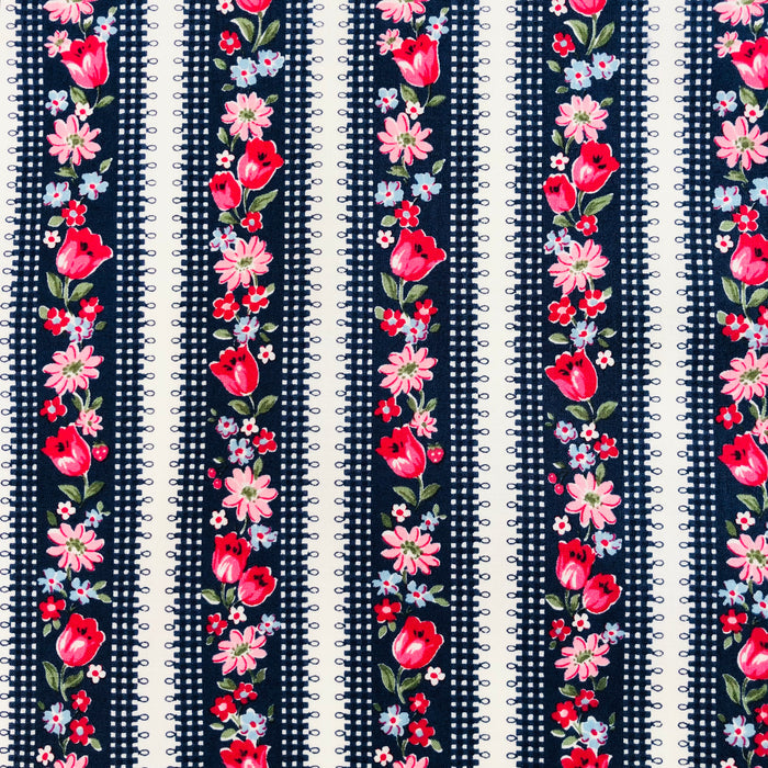 Tulip Stripe - Navy - Atsuko Matsuyama - 30's Collection - Yuwa’s