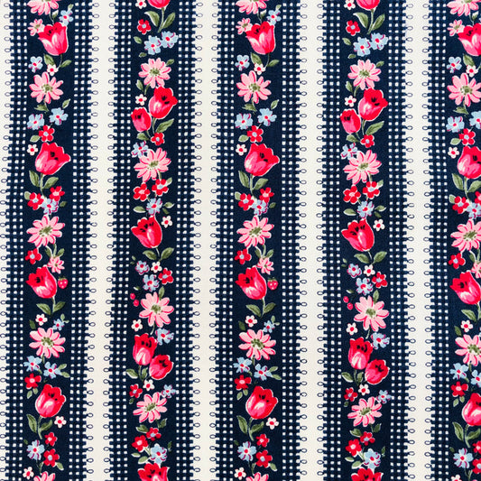 Tulip Stripe - Navy - Atsuko Matsuyama - 30's Collection - Yuwa’s