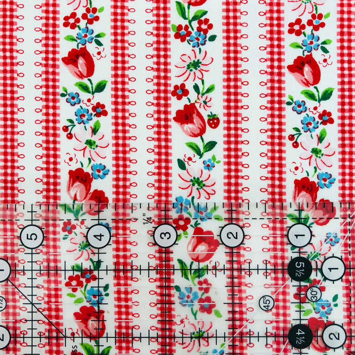 Tulip Stripe - White/Red - Atsuko Matsuyama - 30's Collection - Yuwa