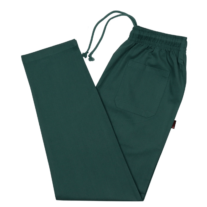 Green drawstring medical scrub trouser on a white background