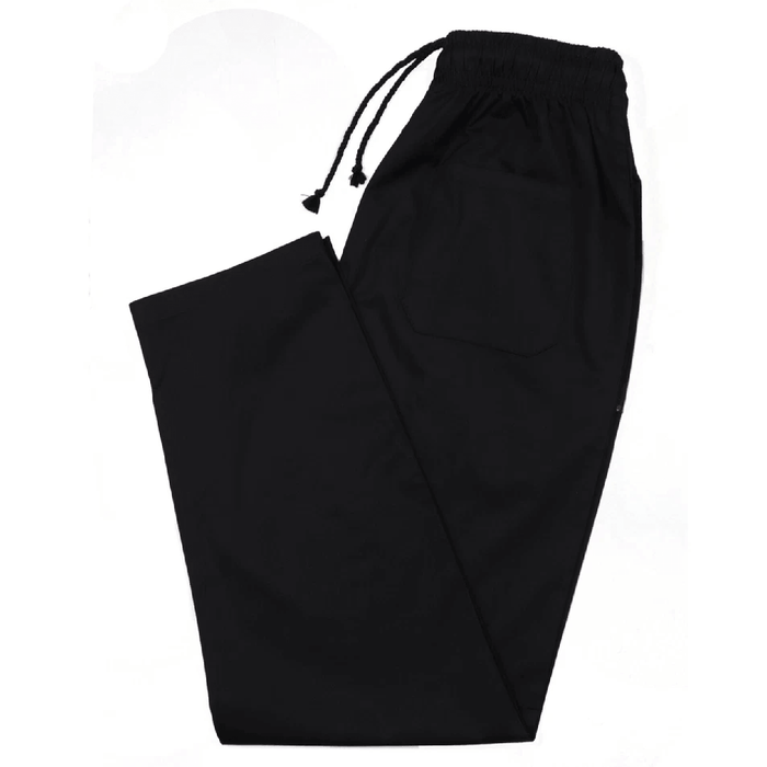 Black drawstring medical scrub trouser on a white background