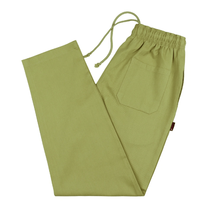 Green drawstring medical scrub trouser on a white background