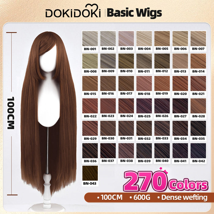 【US LOCAL SHIPPING 】【Brown】DokiDoki Cosplay Wig Basic Wig Long Straight Brown 100 CM Hair Wig Base