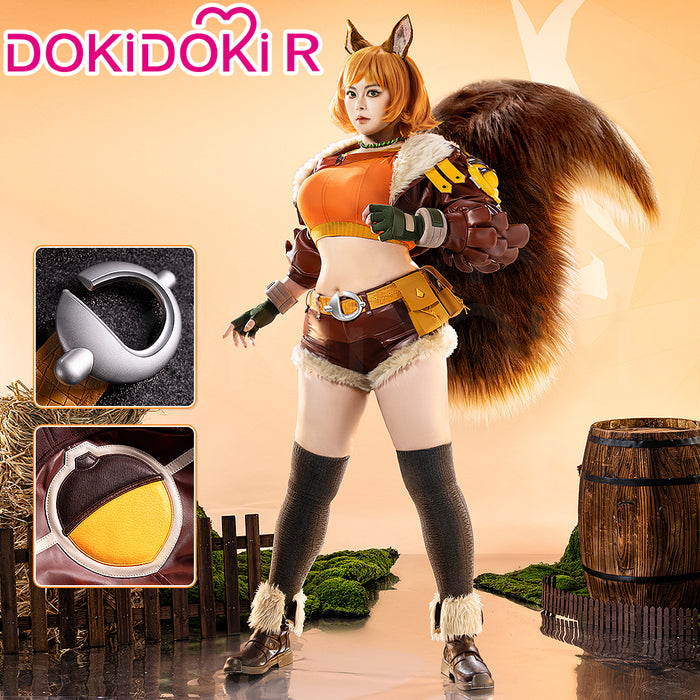 【US LOCAL SHIPPING 】Dokidoki-R Game Cosplay Brown Leather Suit Tail