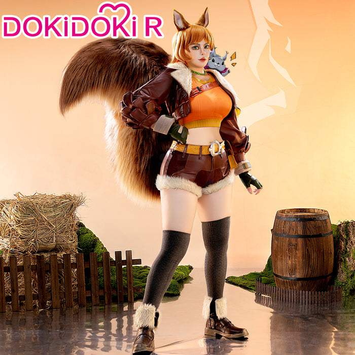 【US LOCAL SHIPPING 】Dokidoki-R Game Cosplay Brown Leather Suit Tail