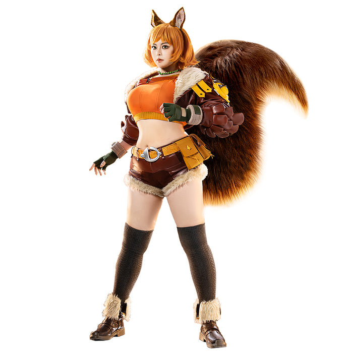 【US LOCAL SHIPPING 】Dokidoki-R Game Cosplay Brown Leather Suit Tail