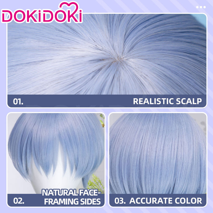 【US/EU LOCAL SHIPPING 】DokiDok Manga Anime Cosplay Wig Short Straight Blue Hair