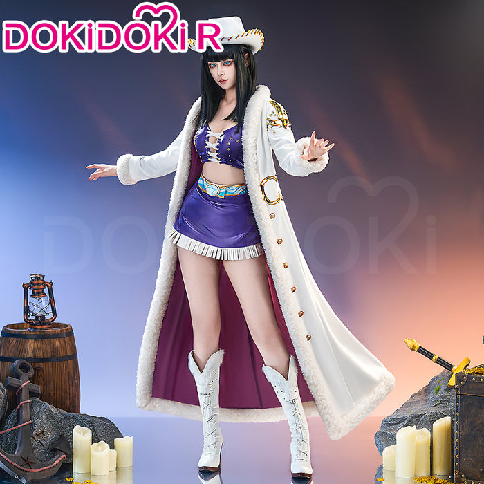 【US/EU Local Shipping】【Size XS-3XL】DokiDoki-R Anime Cosplay  Women Costume Purple White With Hat / Long Cape