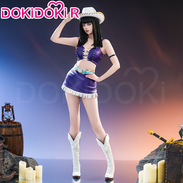 【US/EU Local Shipping】【Size XS-3XL】DokiDoki-R Anime Cosplay  Women Costume Purple White With Hat / Long Cape