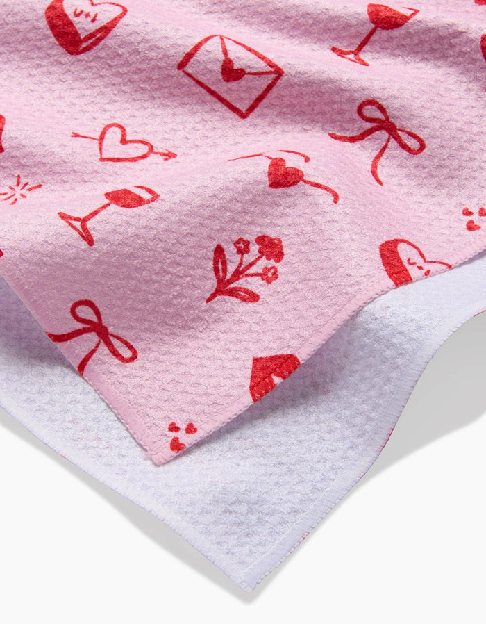 red and pink patterned towel