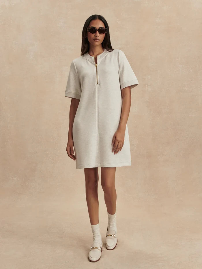 Varley Nori Half Zip Dress-Ivory Marl